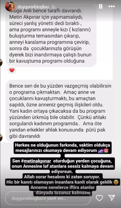 duygu nebioglu gelen o mesaji gorunce metin akpinar a yuklendi